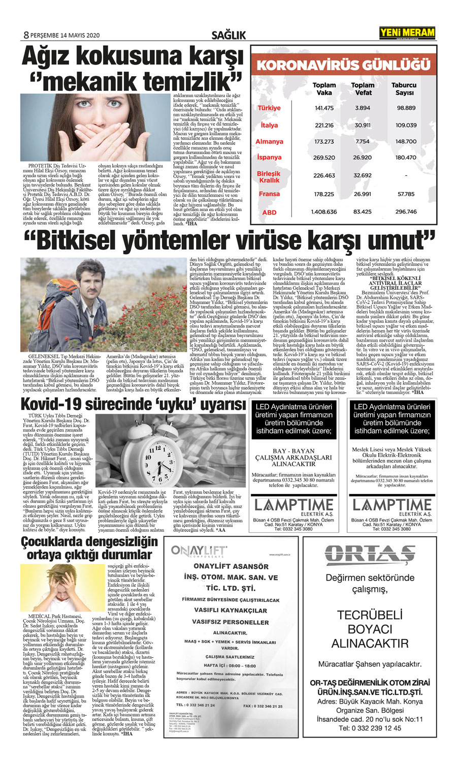 14 Mayıs 2020 Yeni Meram Gazetesi