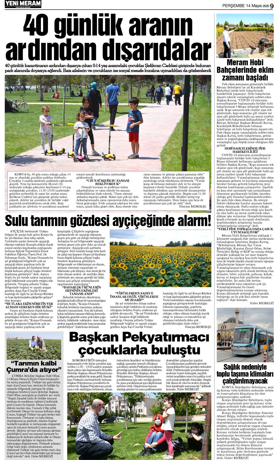 14 Mayıs 2020 Yeni Meram Gazetesi