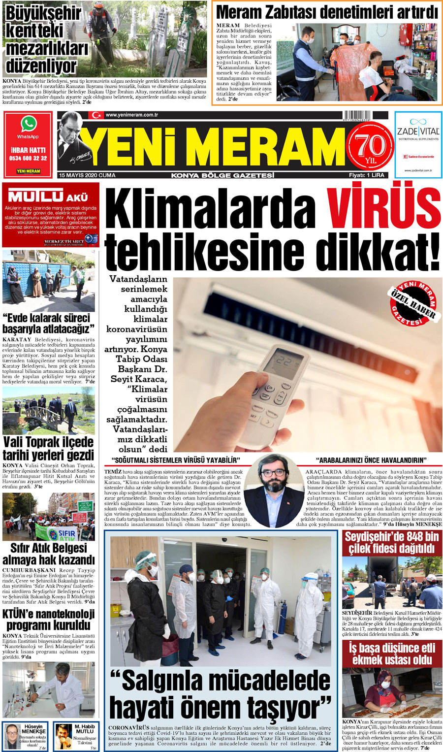 15 Mayıs 2020 Yeni Meram Gazetesi