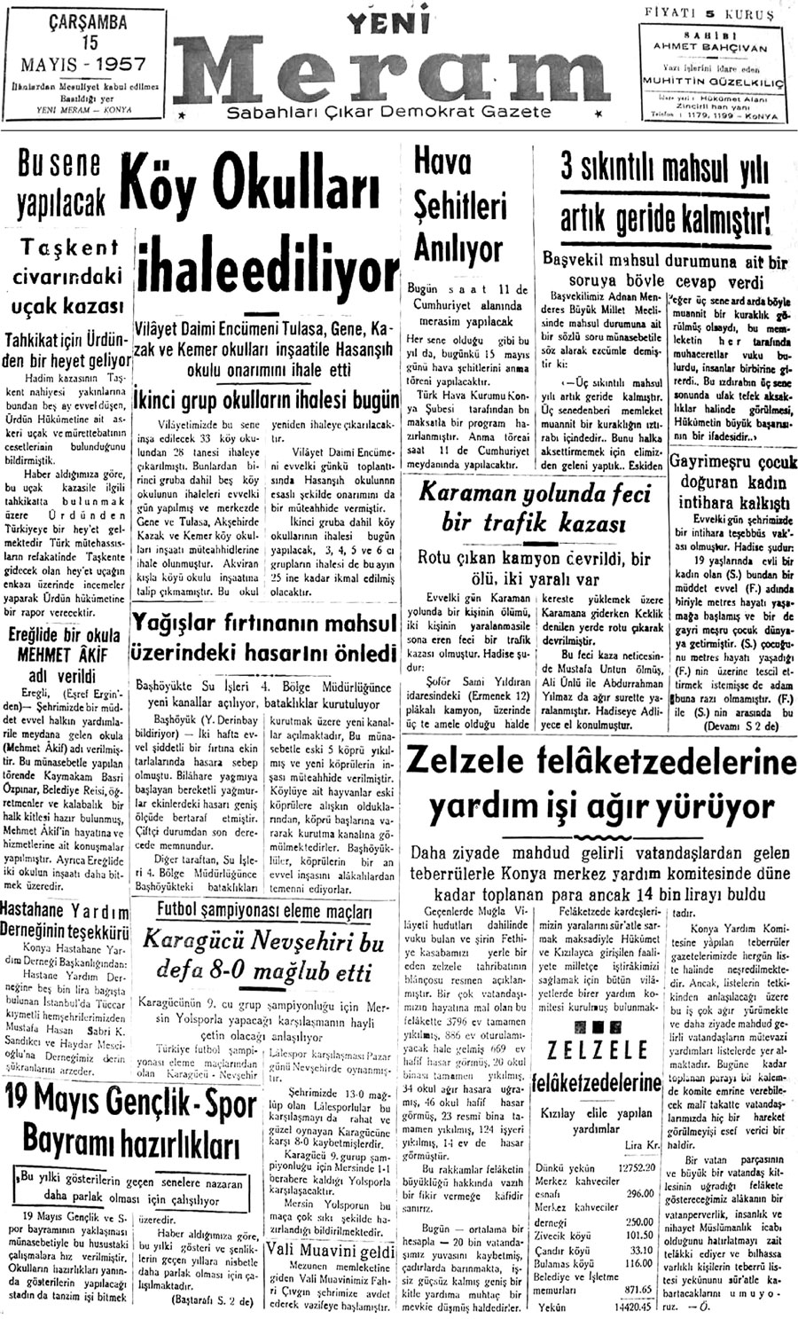 15 Mayıs 2020 Yeni Meram Gazetesi