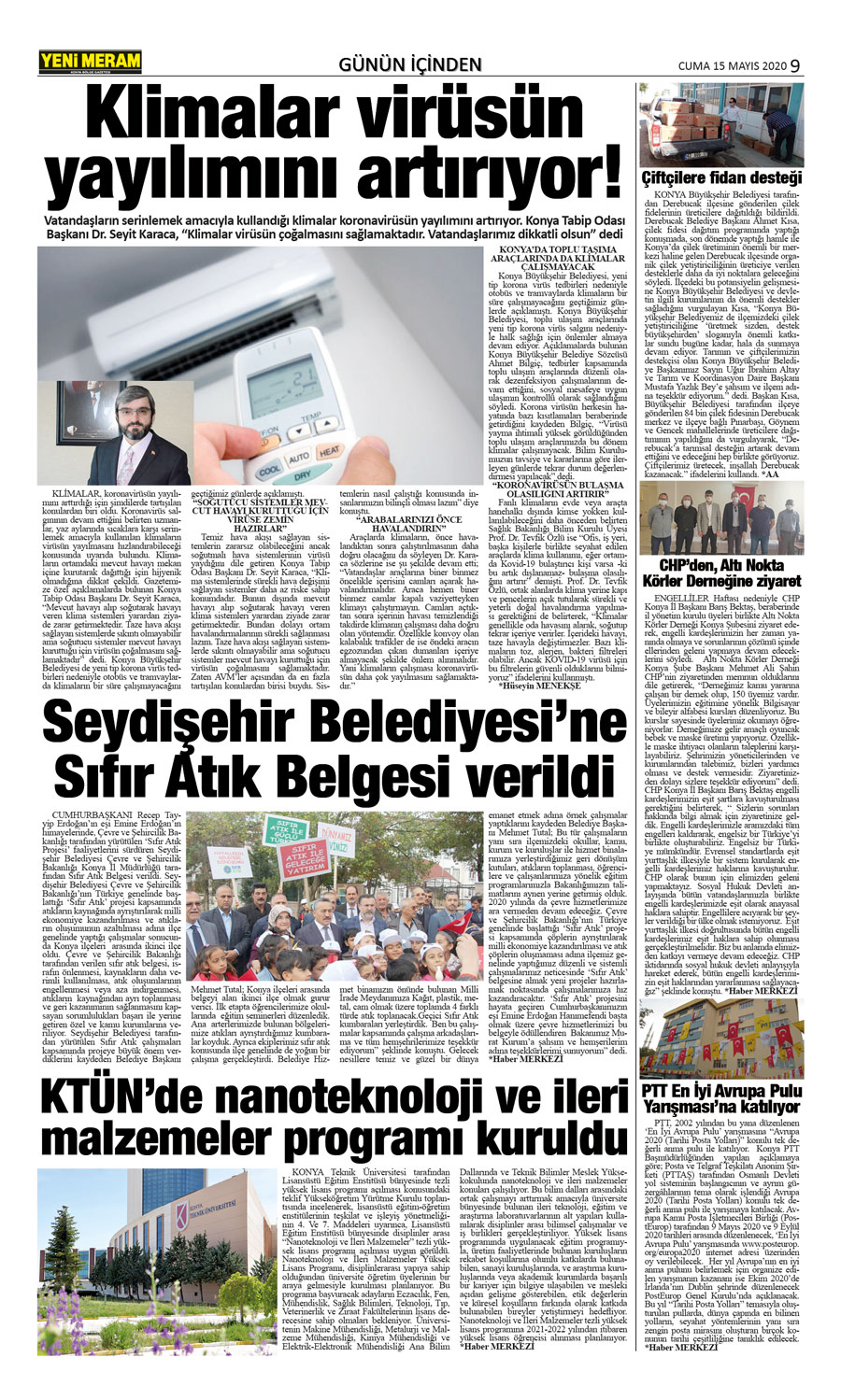 15 Mayıs 2020 Yeni Meram Gazetesi