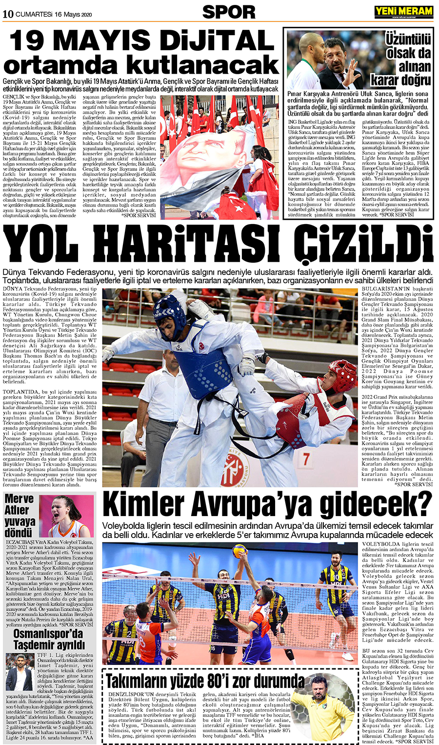 16 Mayıs 2020 Yeni Meram Gazetesi