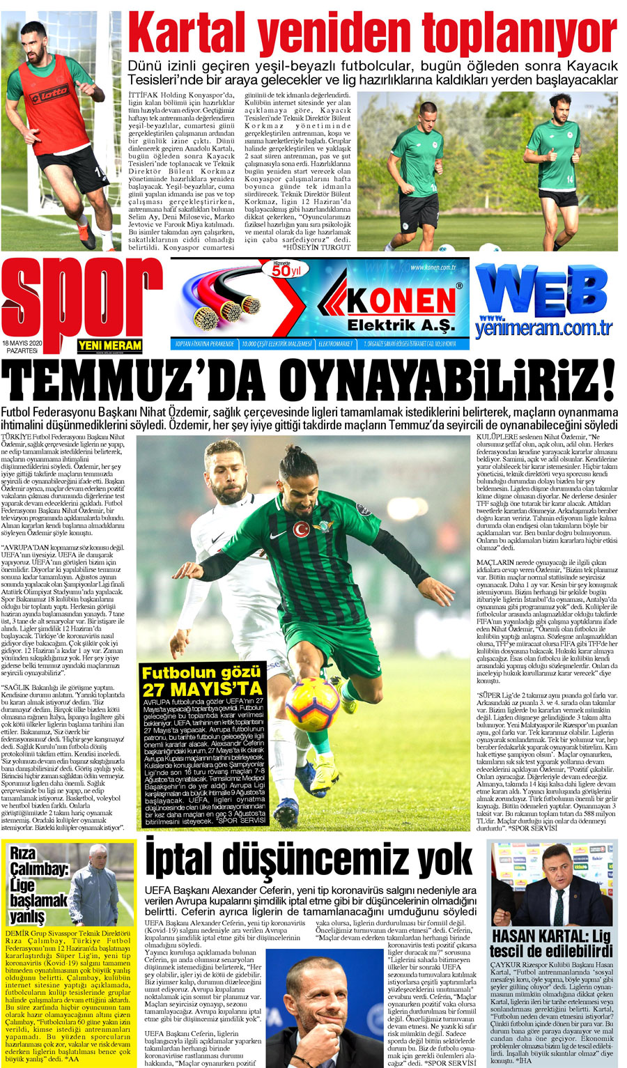 18 Mayıs 2020 Yeni Meram Gazetesi