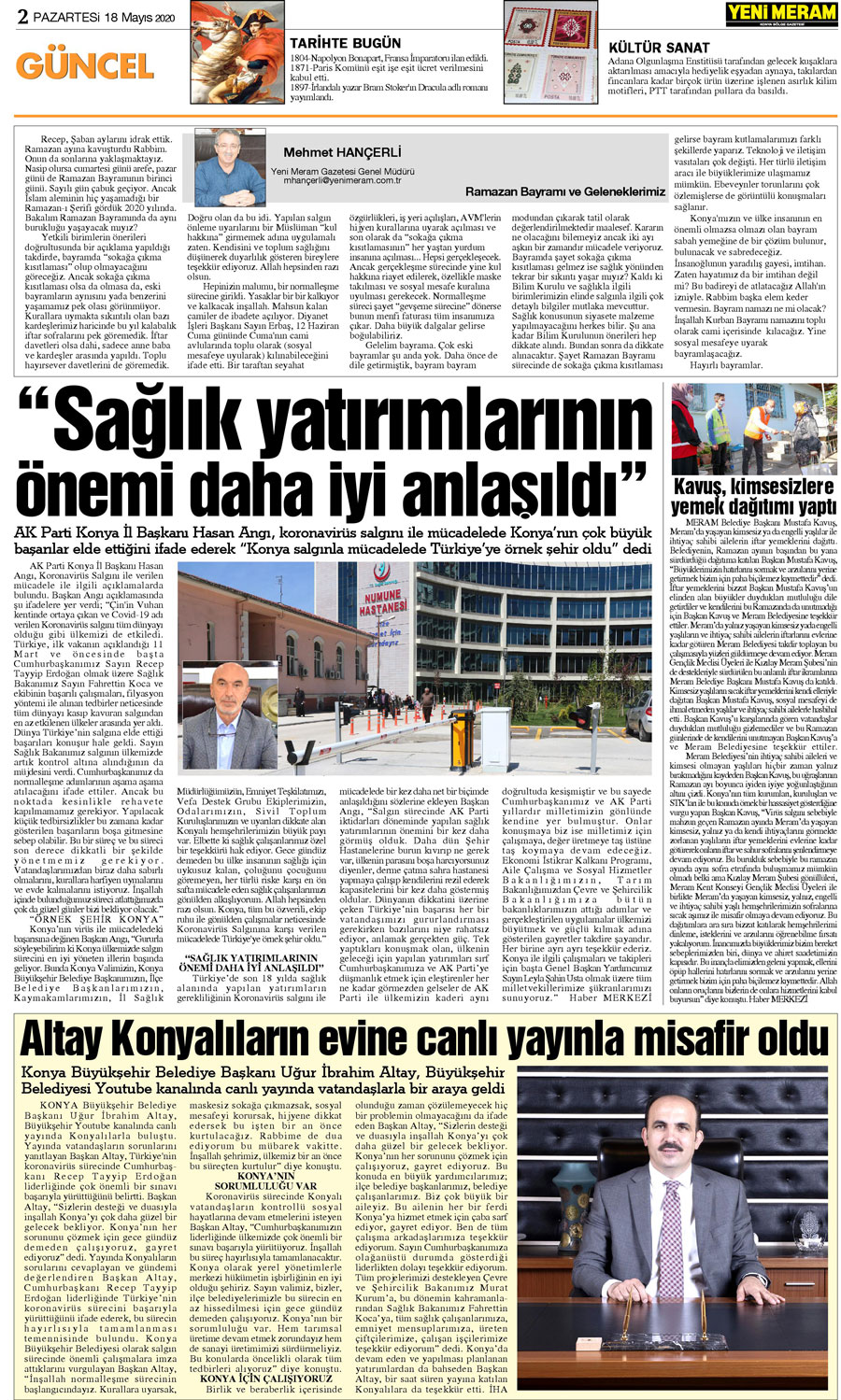 18 Mayıs 2020 Yeni Meram Gazetesi