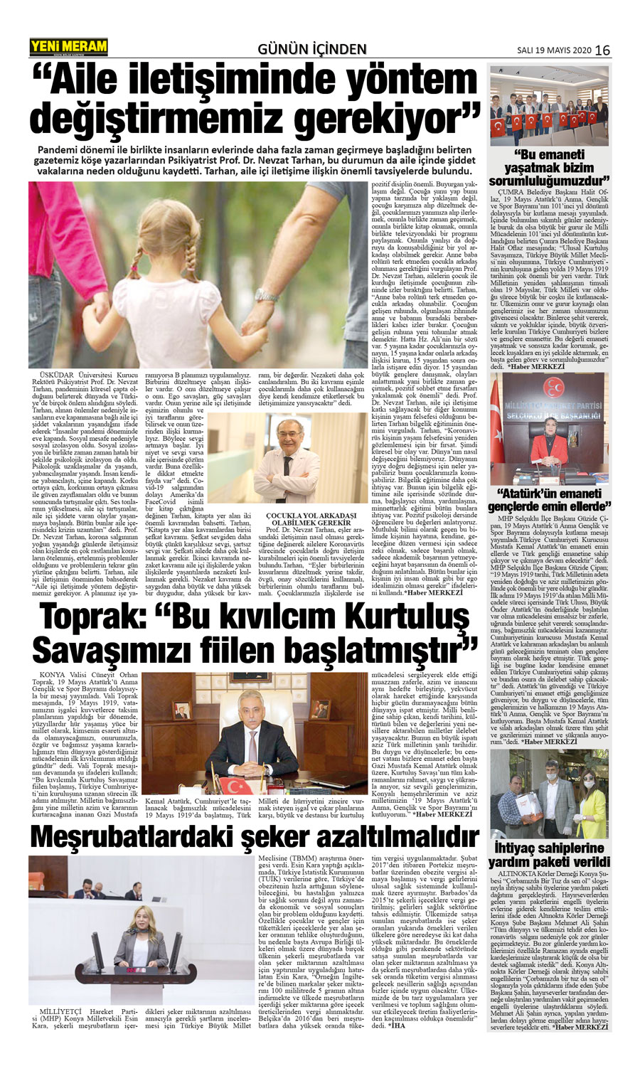 19 Mayıs 2020 Yeni Meram Gazetesi