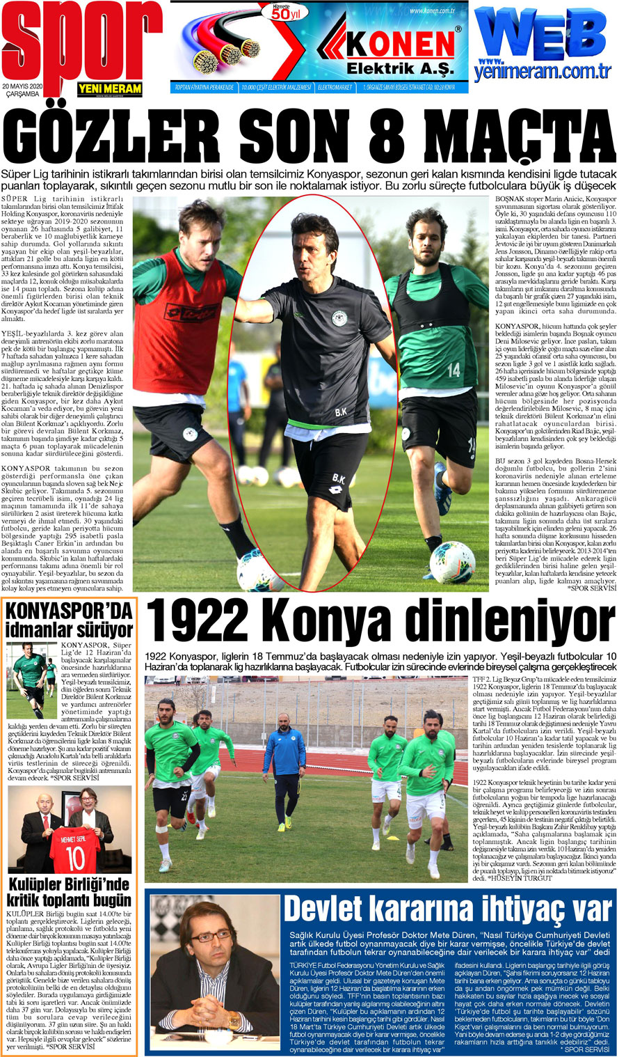 20 Mayıs 2020 Yeni Meram Gazetesi