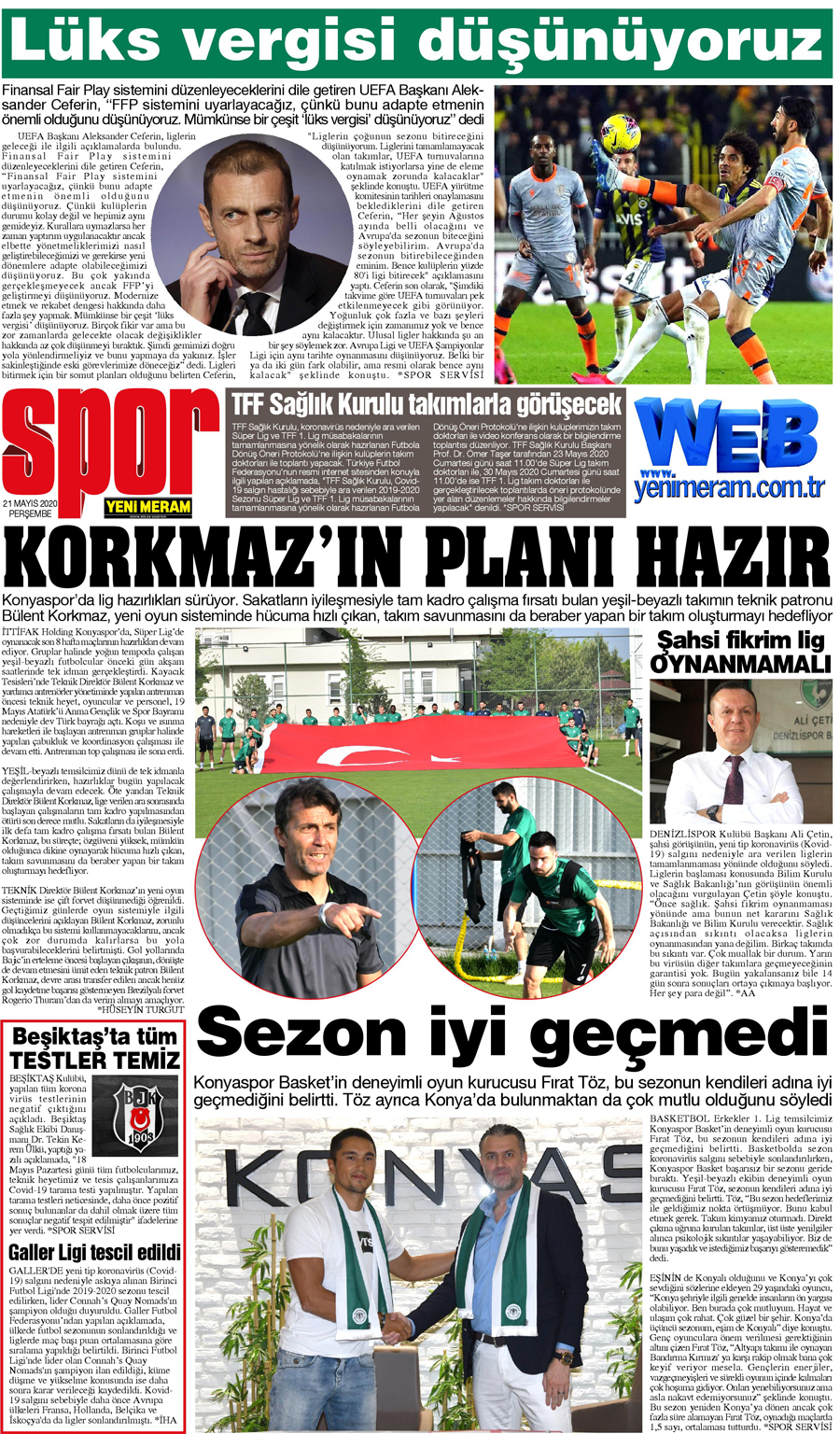 21 Mayıs 2020 Yeni Meram Gazetesi