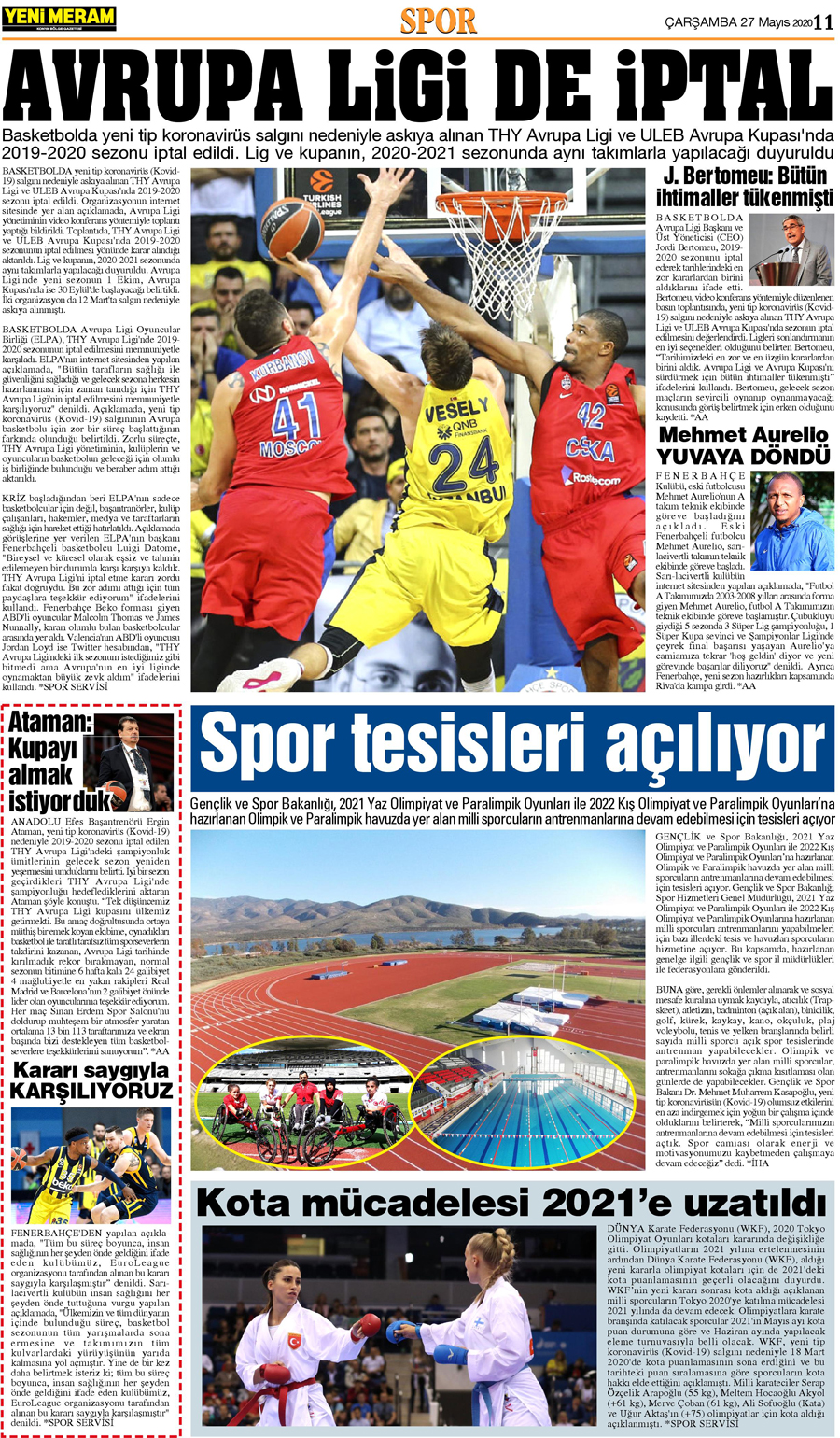 27 Mayıs 2020 Yeni Meram Gazetesi