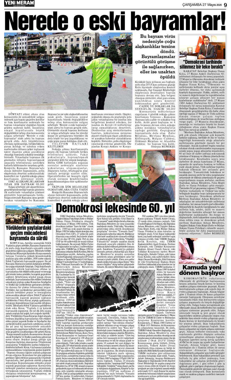 27 Mayıs 2020 Yeni Meram Gazetesi