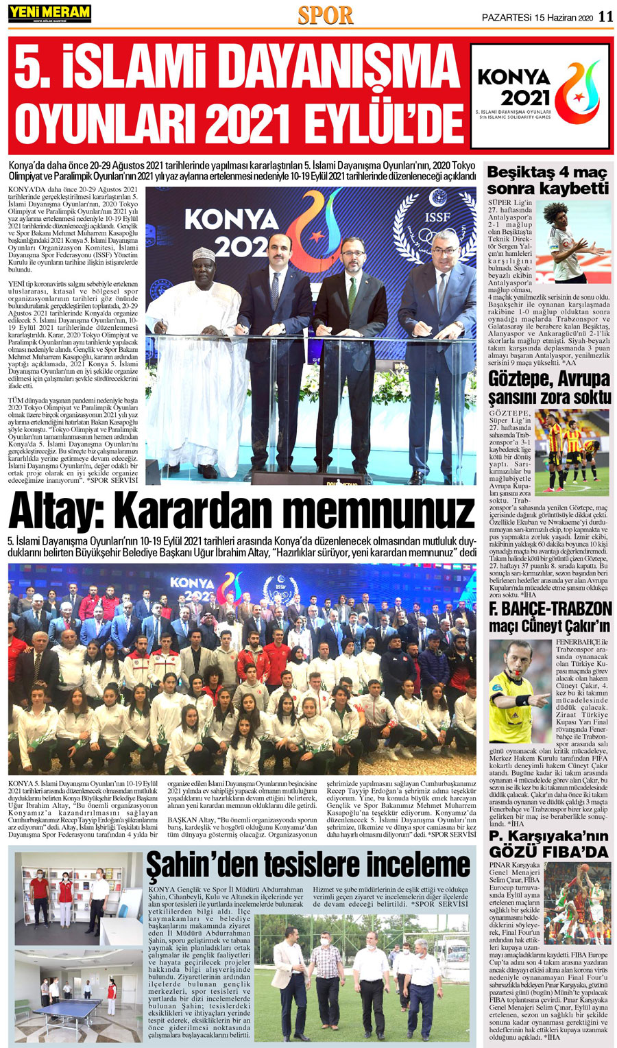 15 Haziran 2020 Yeni Meram Gazetesi