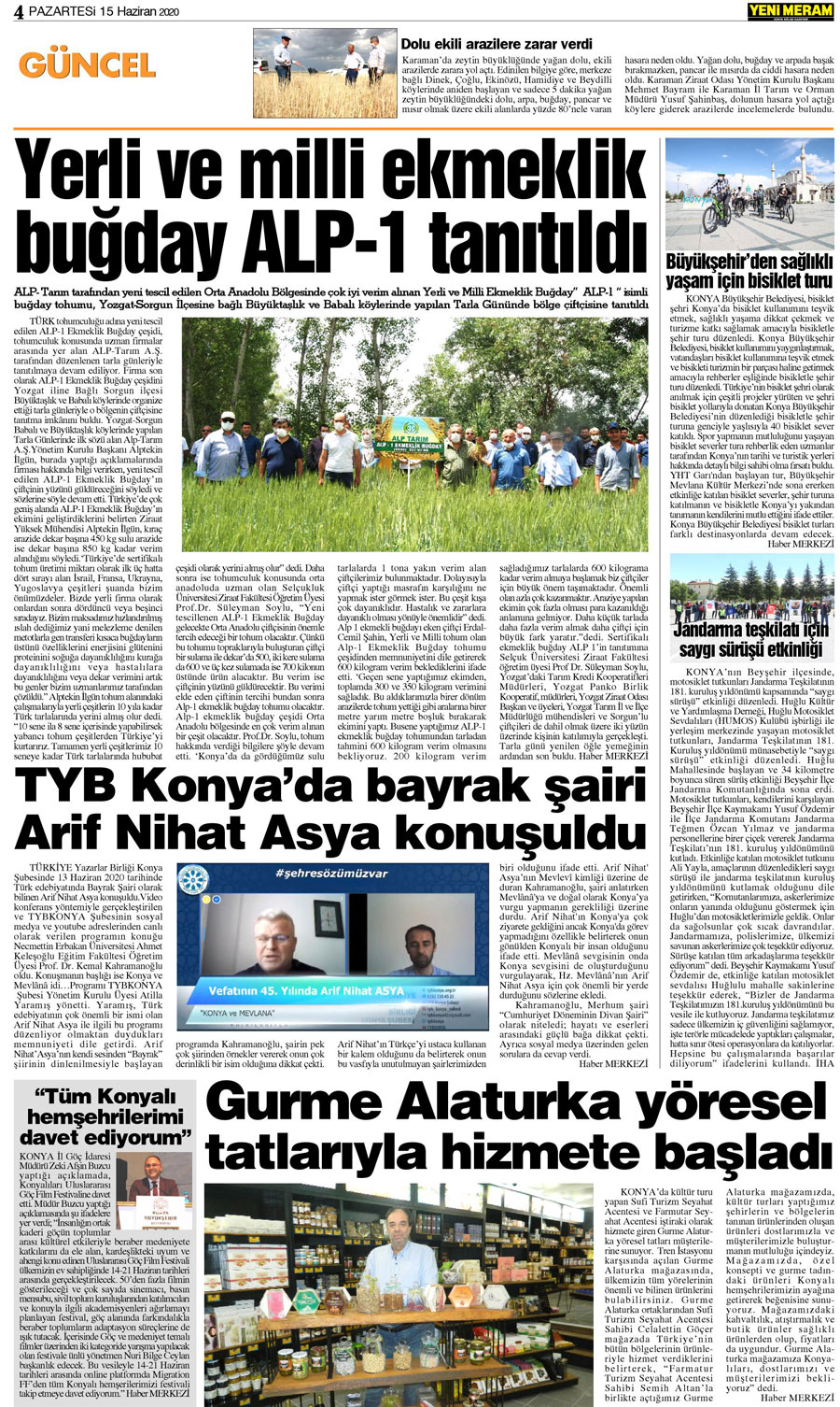 15 Haziran 2020 Yeni Meram Gazetesi