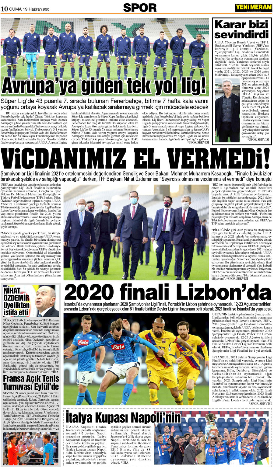 19 Haziran 2020 Yeni Meram Gazetesi