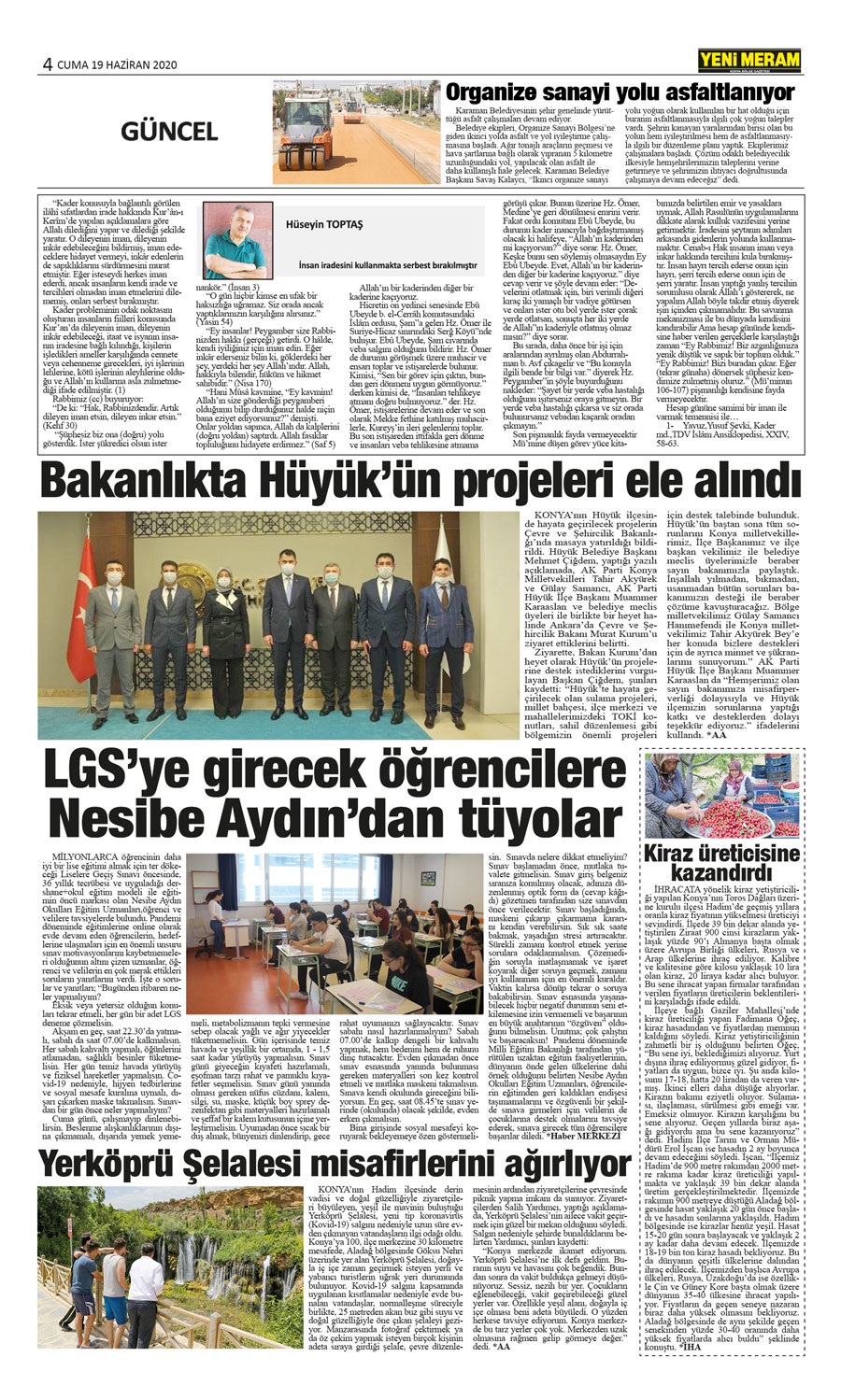 19 Haziran 2020 Yeni Meram Gazetesi