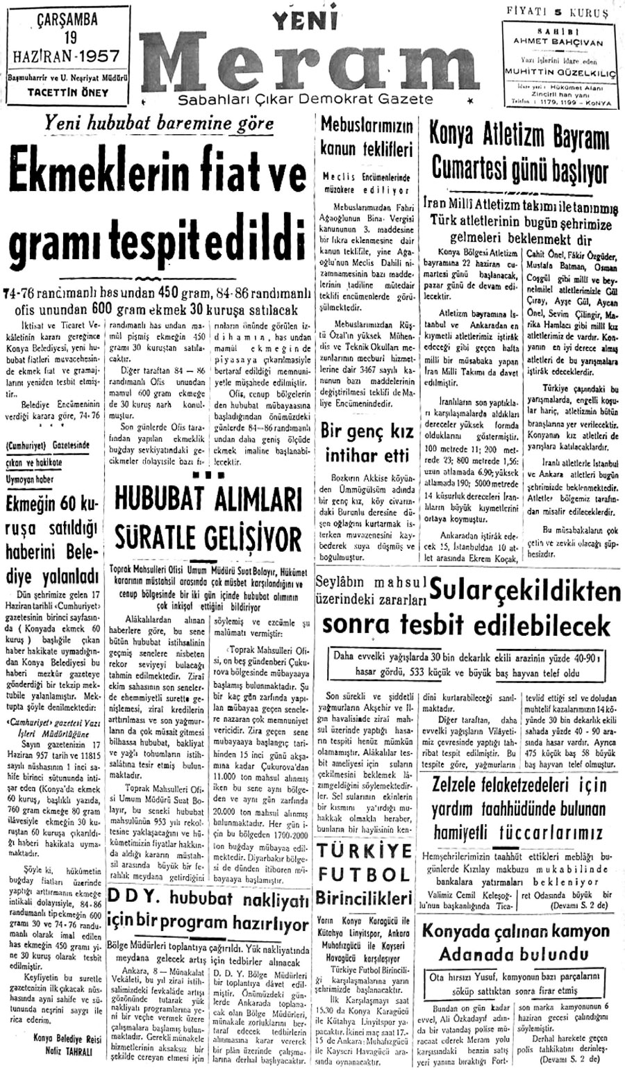 19 Haziran 2020 Yeni Meram Gazetesi