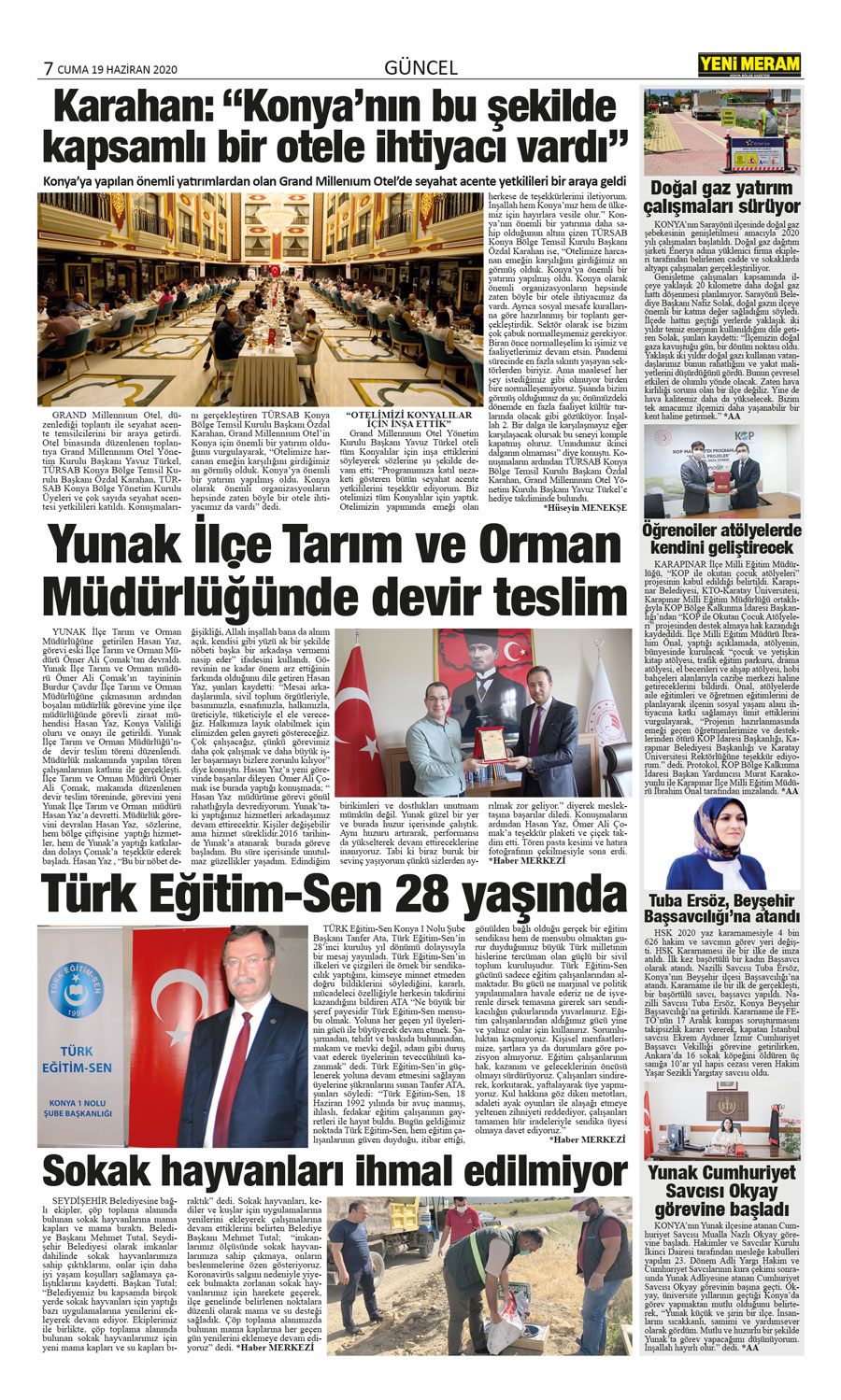 19 Haziran 2020 Yeni Meram Gazetesi