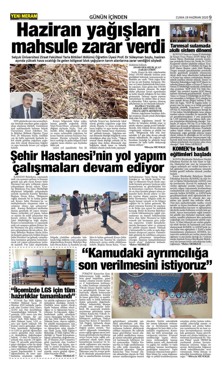 19 Haziran 2020 Yeni Meram Gazetesi