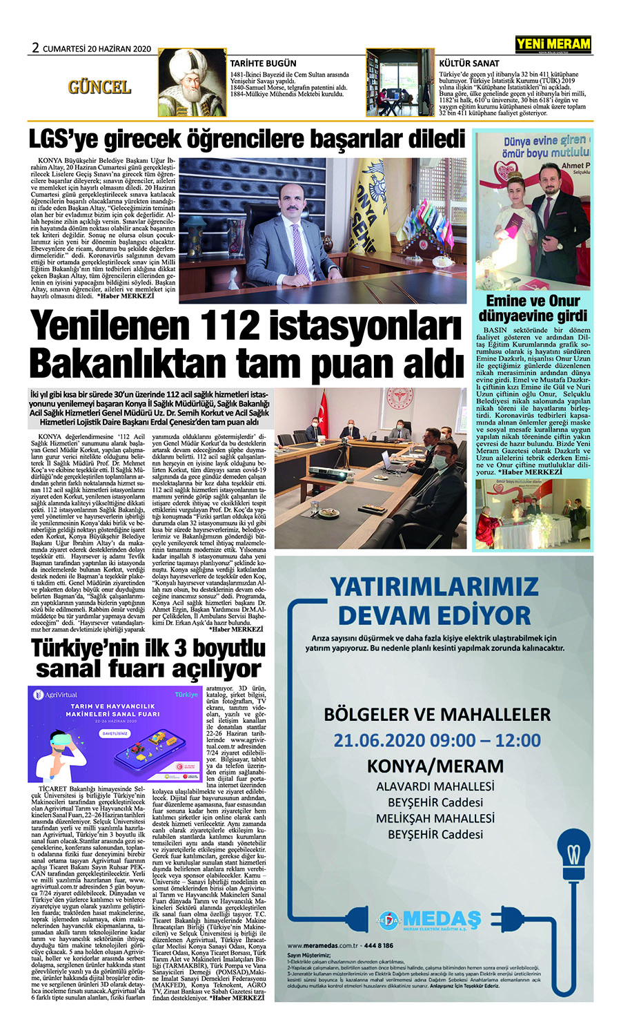 20 Haziran 2020 Yeni Meram Gazetesi