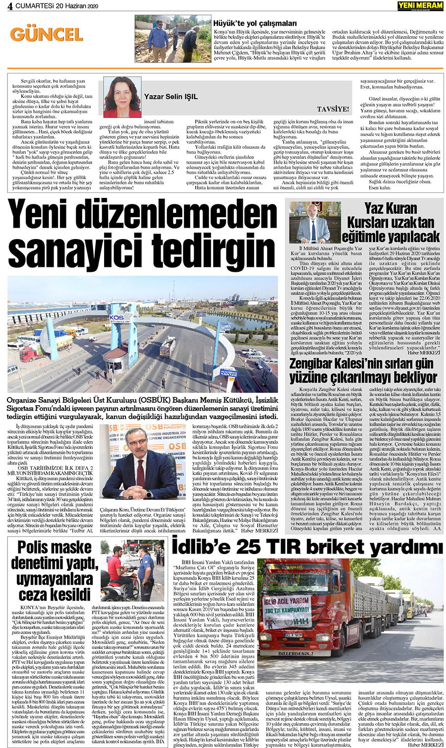 20 Haziran 2020 Yeni Meram Gazetesi