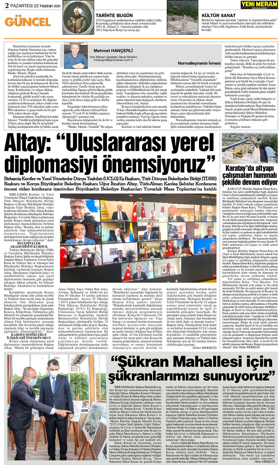 22 Haziran 2020 Yeni Meram Gazetesi