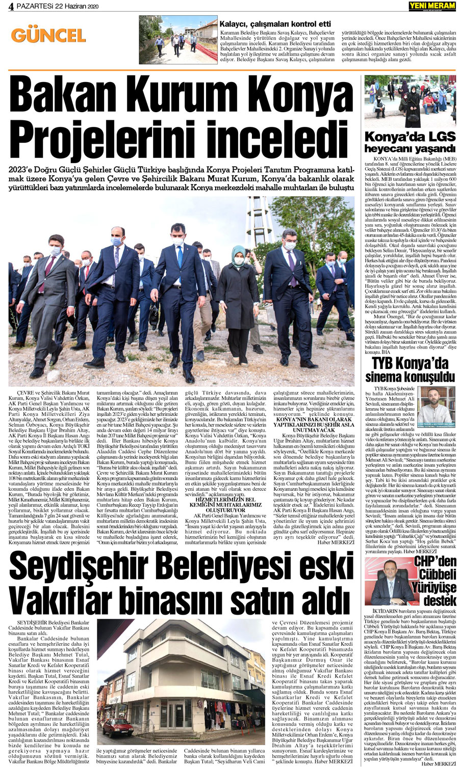 22 Haziran 2020 Yeni Meram Gazetesi