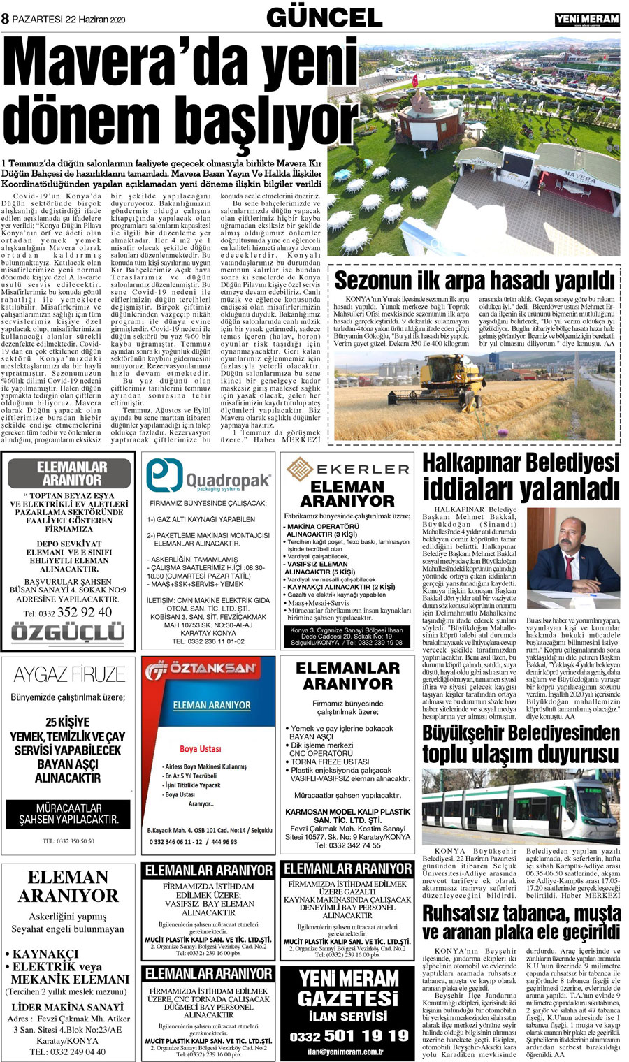 22 Haziran 2020 Yeni Meram Gazetesi