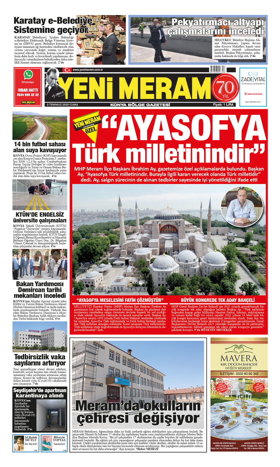 3 Temmuz 2020 Yeni Meram Gazetesi