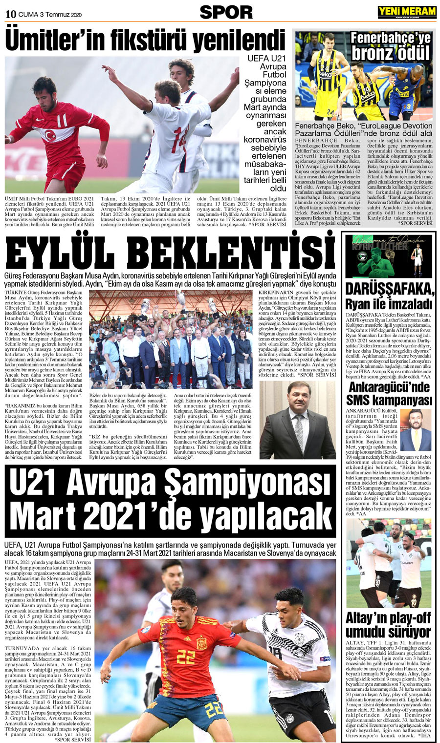 3 Temmuz 2020 Yeni Meram Gazetesi