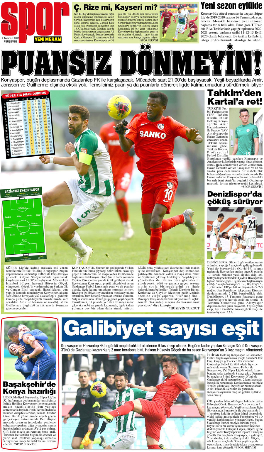 9 Temmuz 2020 Yeni Meram Gazetesi