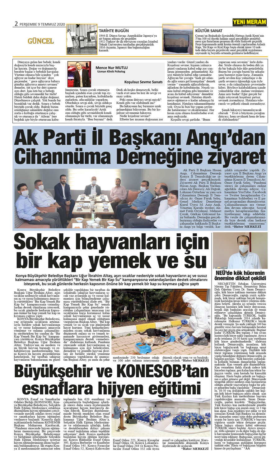 9 Temmuz 2020 Yeni Meram Gazetesi