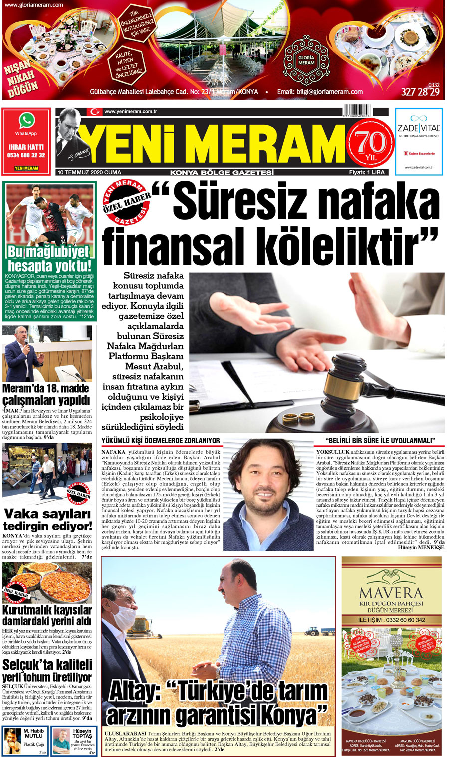 10 Temmuz 2020 Yeni Meram Gazetesi