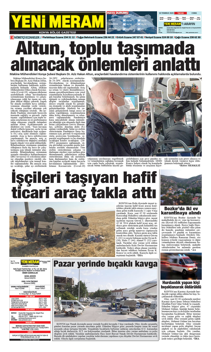 10 Temmuz 2020 Yeni Meram Gazetesi