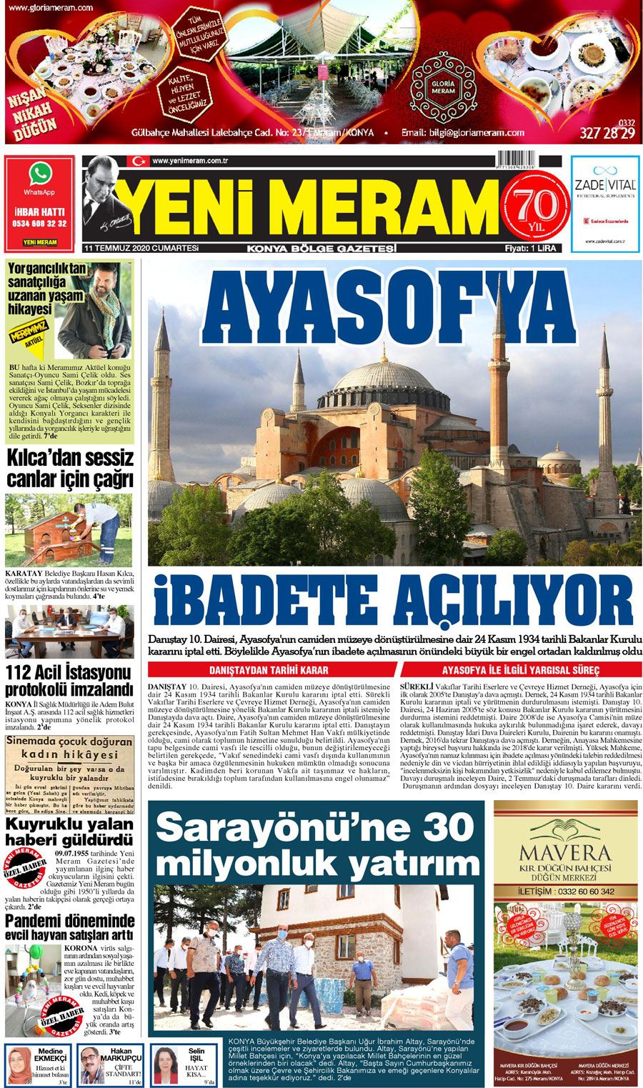 11 Temmuz 2020 Yeni Meram Gazetesi