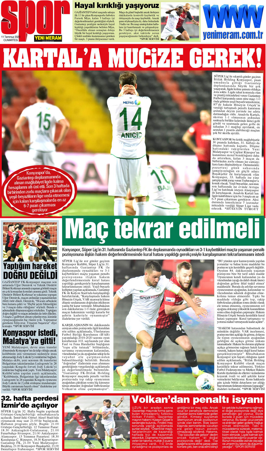 11 Temmuz 2020 Yeni Meram Gazetesi