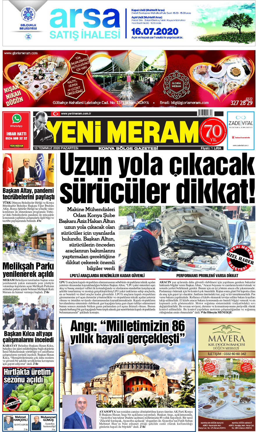 13 Temmuz 2020 Yeni Meram Gazetesi