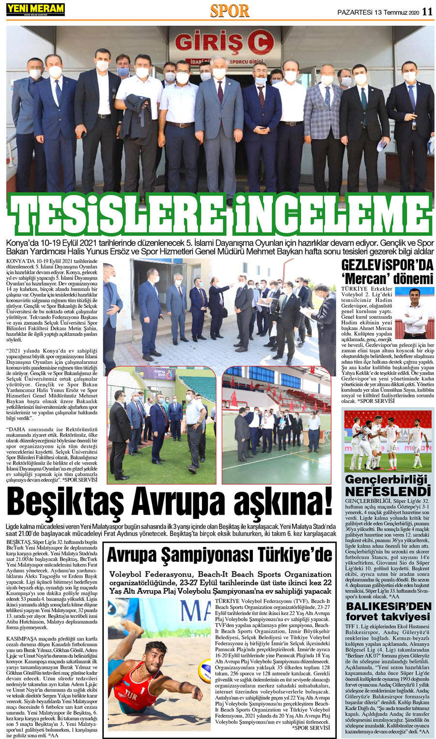 13 Temmuz 2020 Yeni Meram Gazetesi