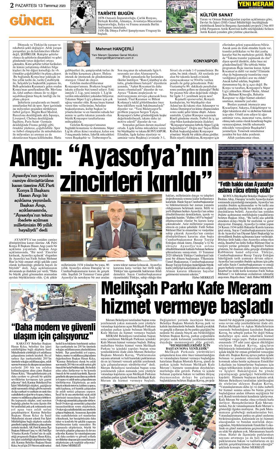 13 Temmuz 2020 Yeni Meram Gazetesi