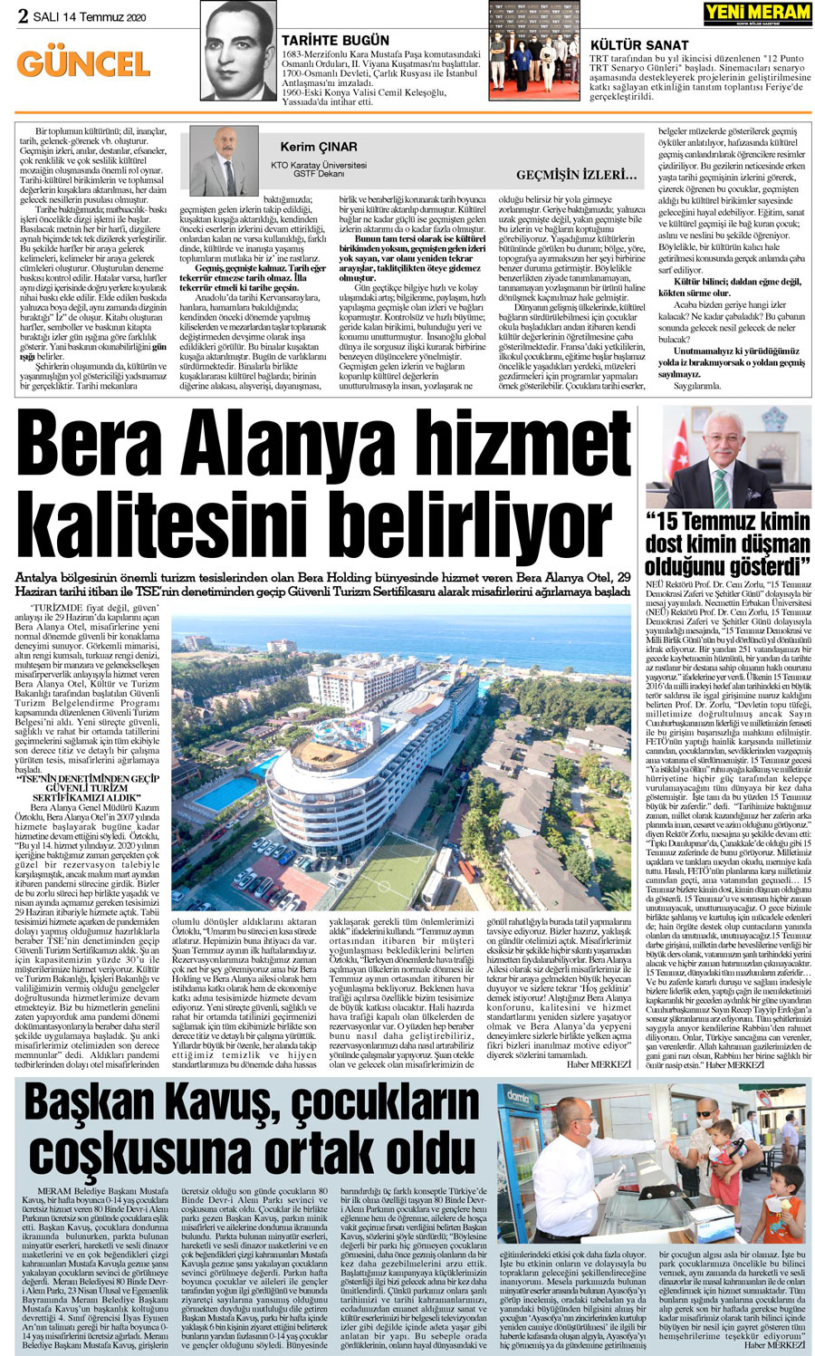 14 Temmuz 2020 Yeni Meram Gazetesi