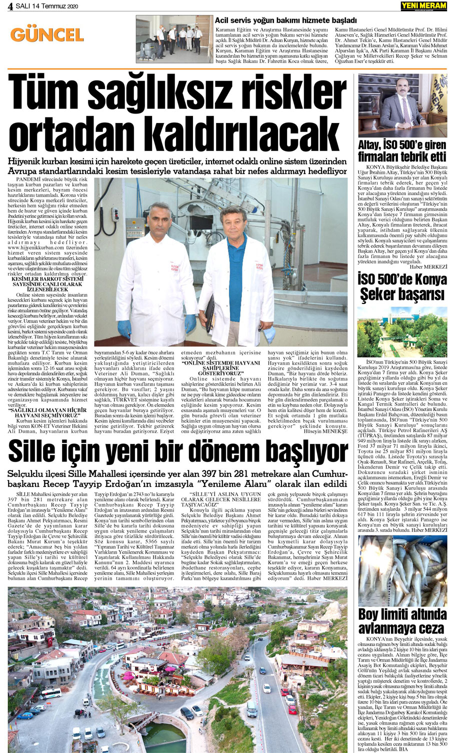 14 Temmuz 2020 Yeni Meram Gazetesi