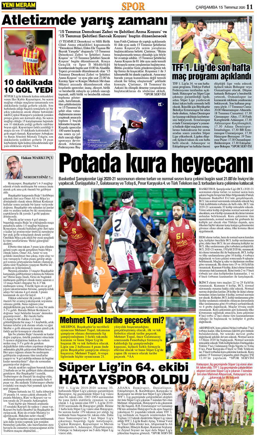 15 Temmuz 2020 Yeni Meram Gazetesi