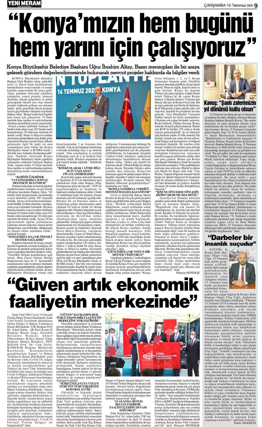 15 Temmuz 2020 Yeni Meram Gazetesi