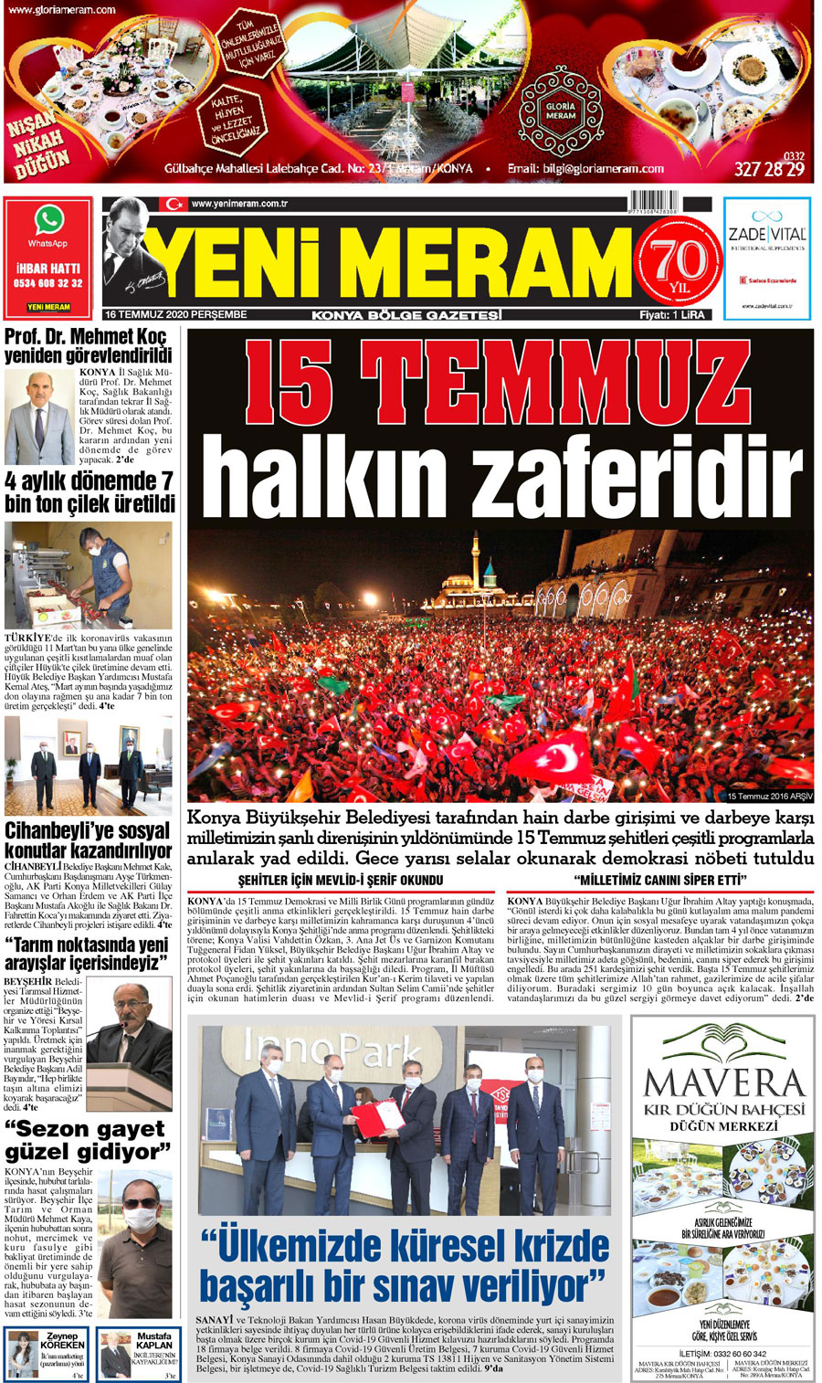 16 Temmuz 2020 Yeni Meram Gazetesi