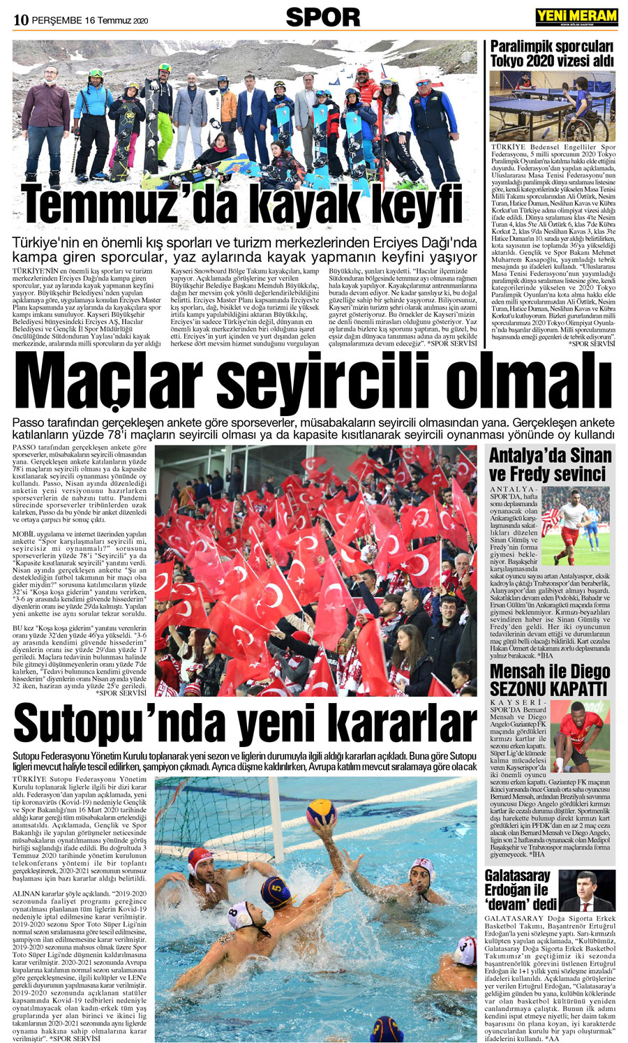 16 Temmuz 2020 Yeni Meram Gazetesi