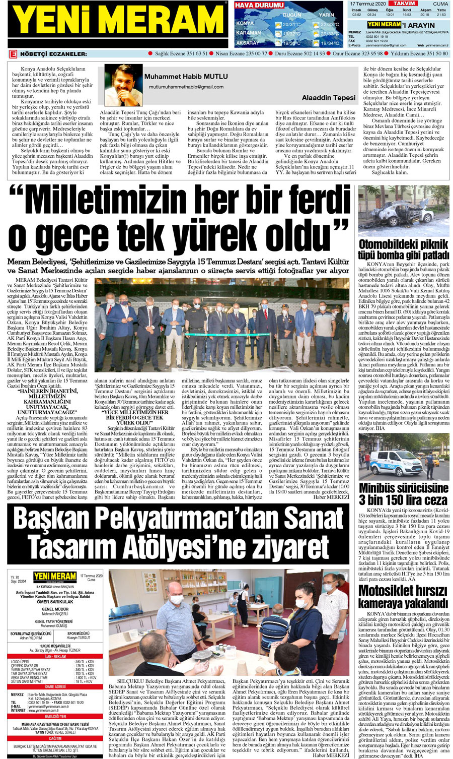 17 Temmuz 2020 Yeni Meram Gazetesi