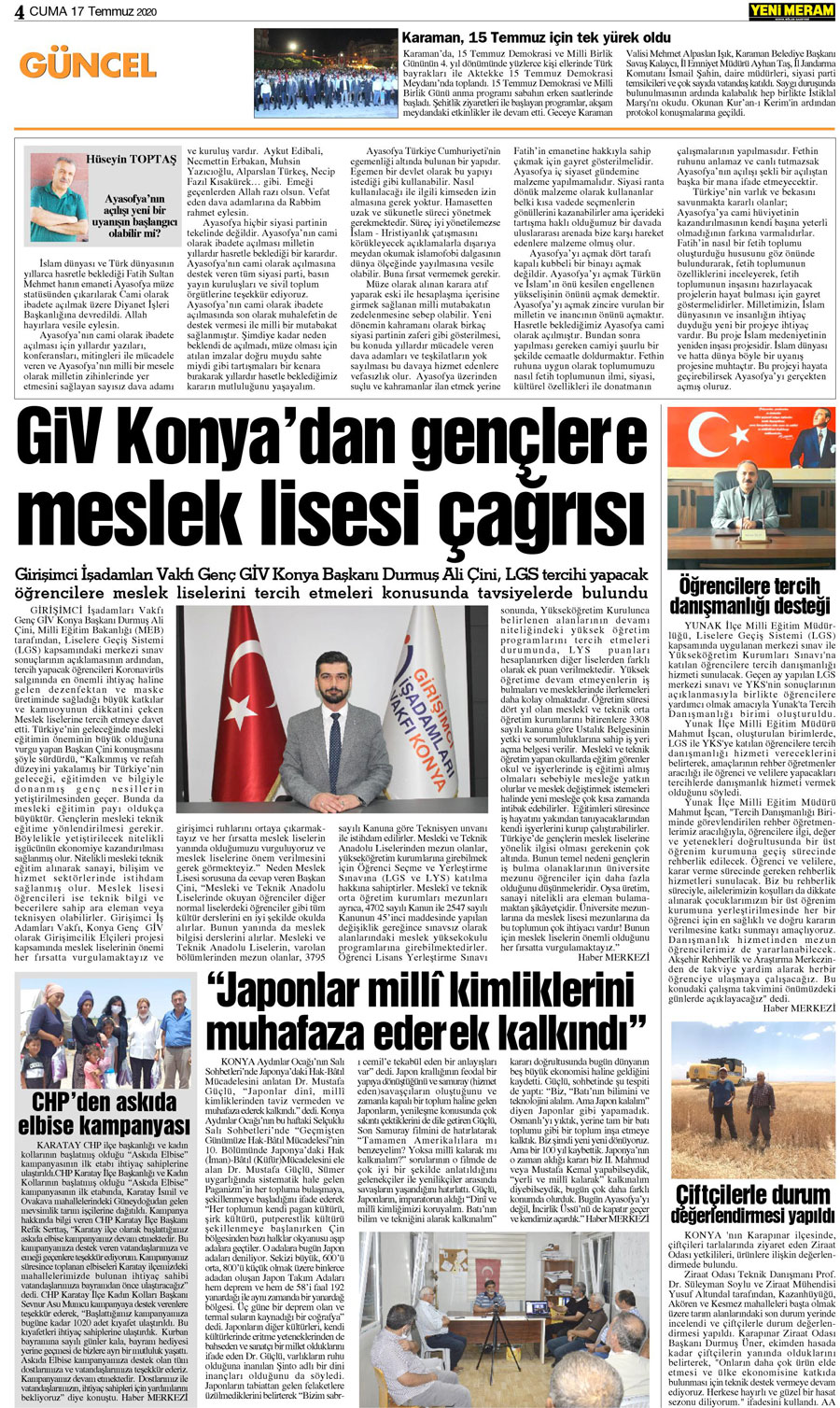 17 Temmuz 2020 Yeni Meram Gazetesi