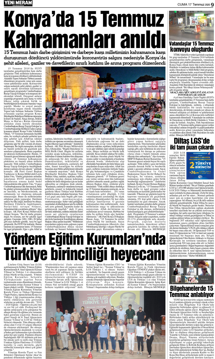 17 Temmuz 2020 Yeni Meram Gazetesi