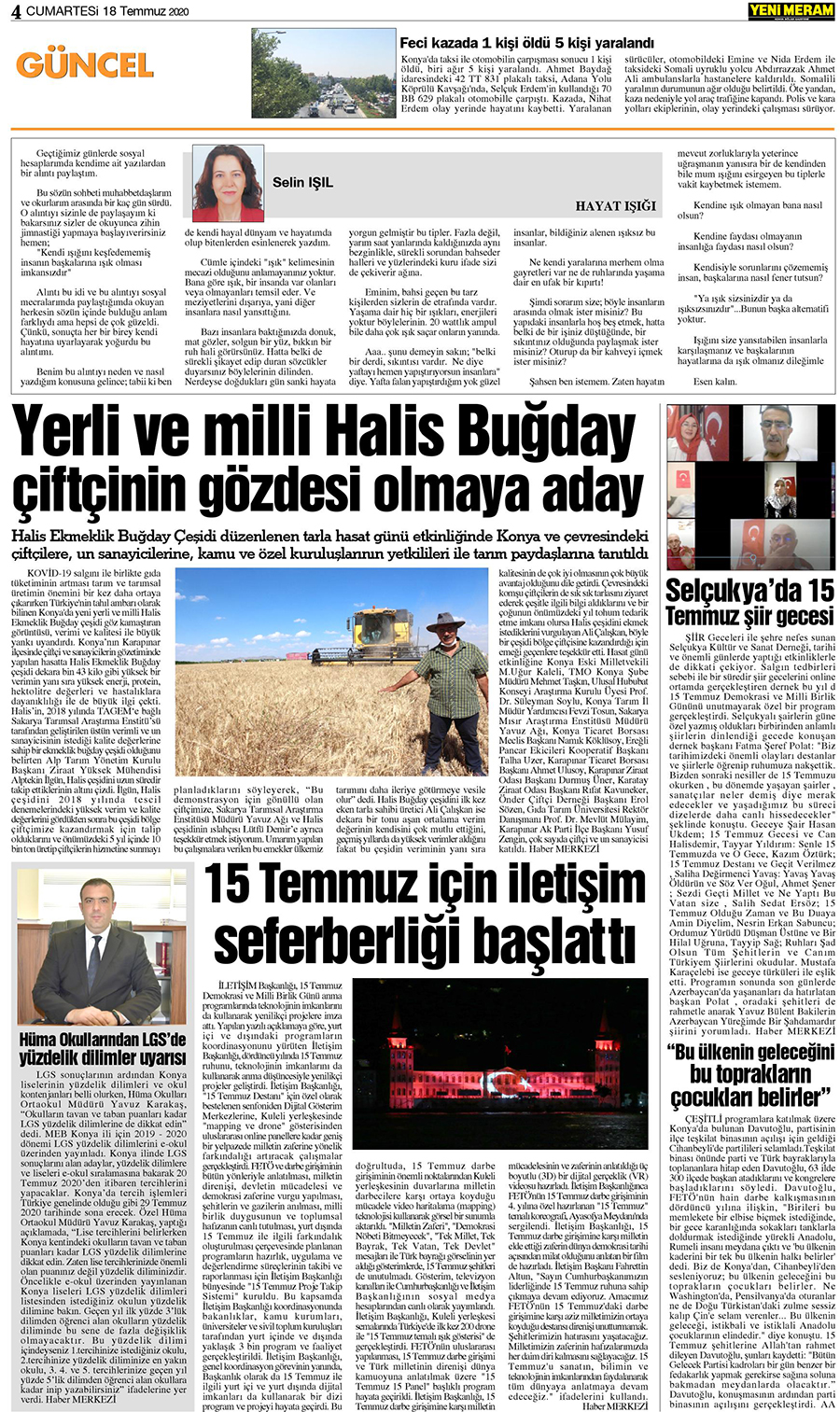 18 Temmuz 2020 Yeni Meram Gazetesi