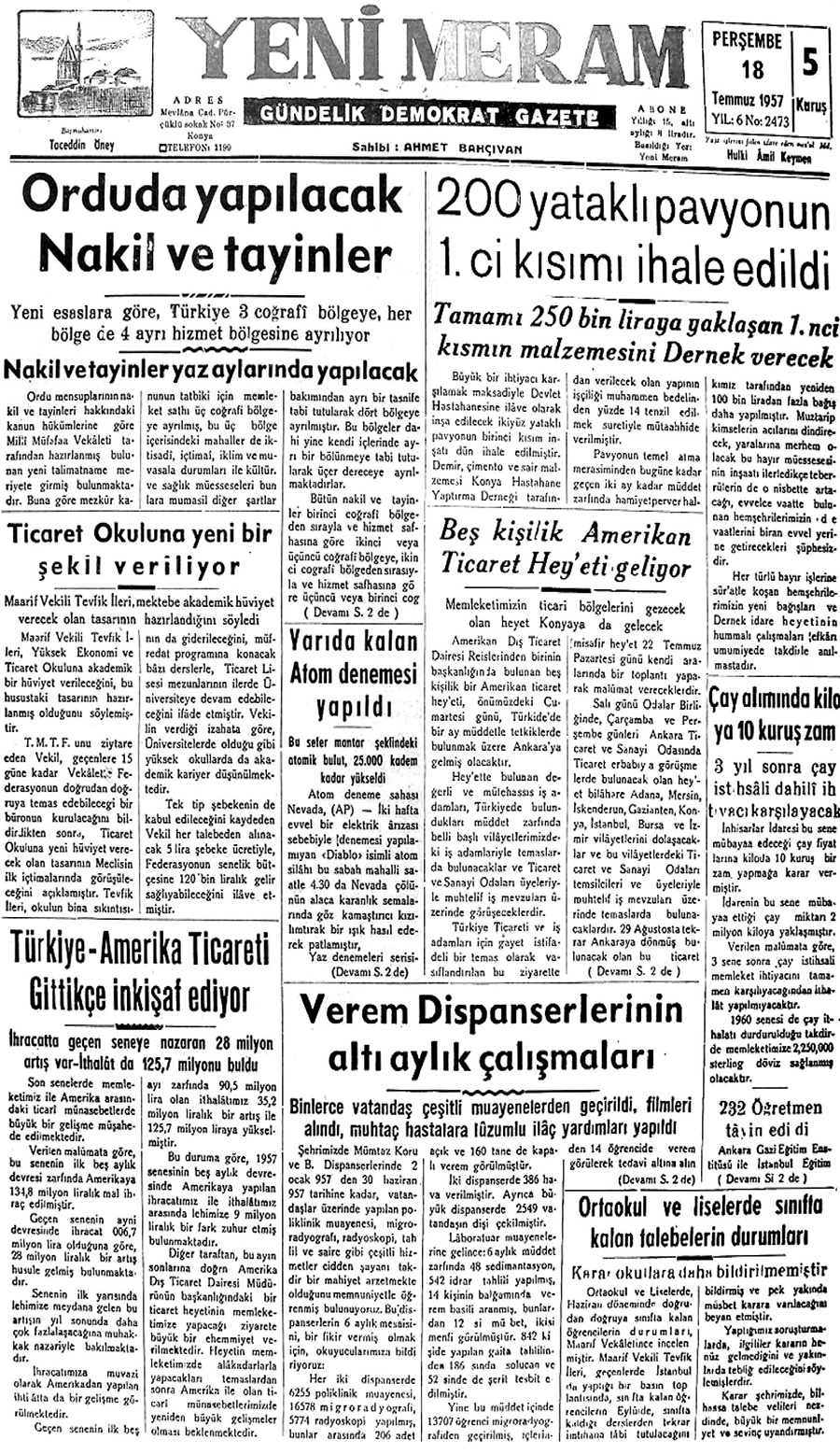 18 Temmuz 2020 Yeni Meram Gazetesi