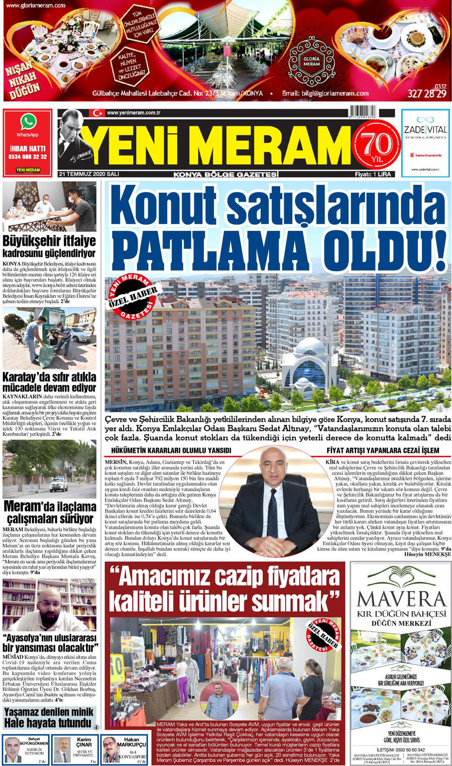 21 Temmuz 2020 Yeni Meram Gazetesi