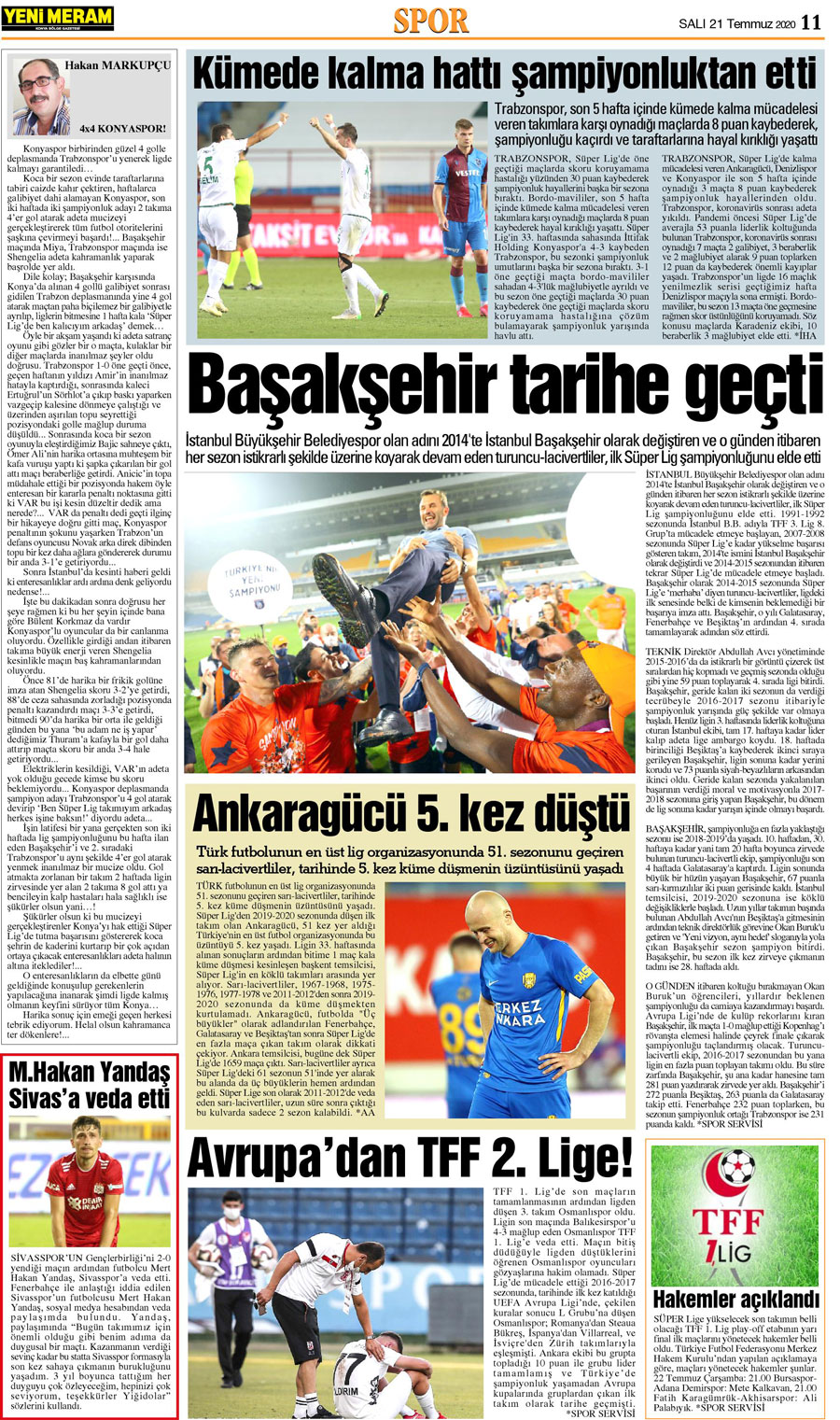 21 Temmuz 2020 Yeni Meram Gazetesi