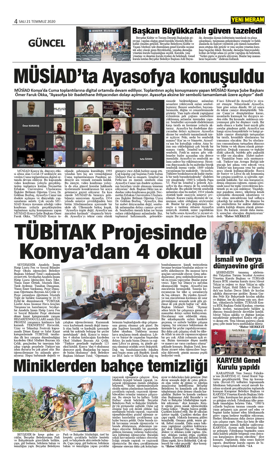 21 Temmuz 2020 Yeni Meram Gazetesi